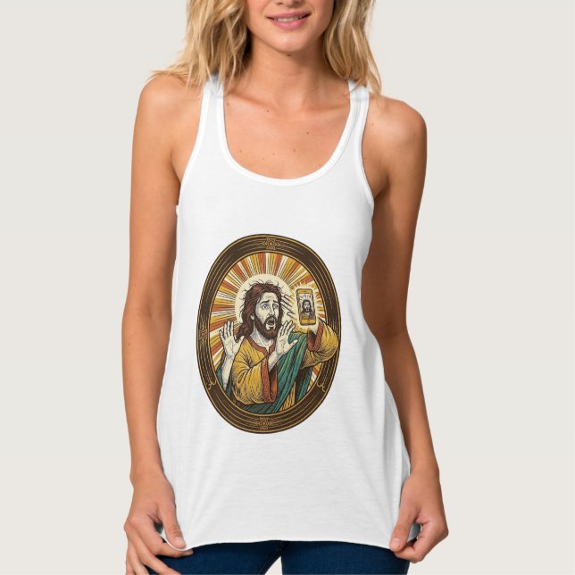 Jesus Accidental Front Camera Double Chin Selfie E Tank Top (Front)