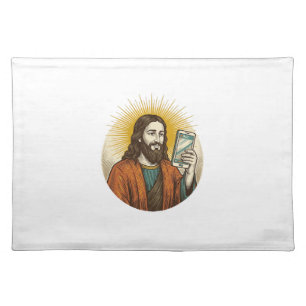 Jesus Accidental Video Instead Of Photo Camera Fai Cloth Placemat