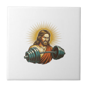 Jesus Accidentally Adding Too Much Weight Gym Fail Ceramic Tile