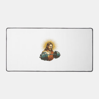 Jesus Accidentally Adding Too Much Weight Gym Fail Desk Mat
