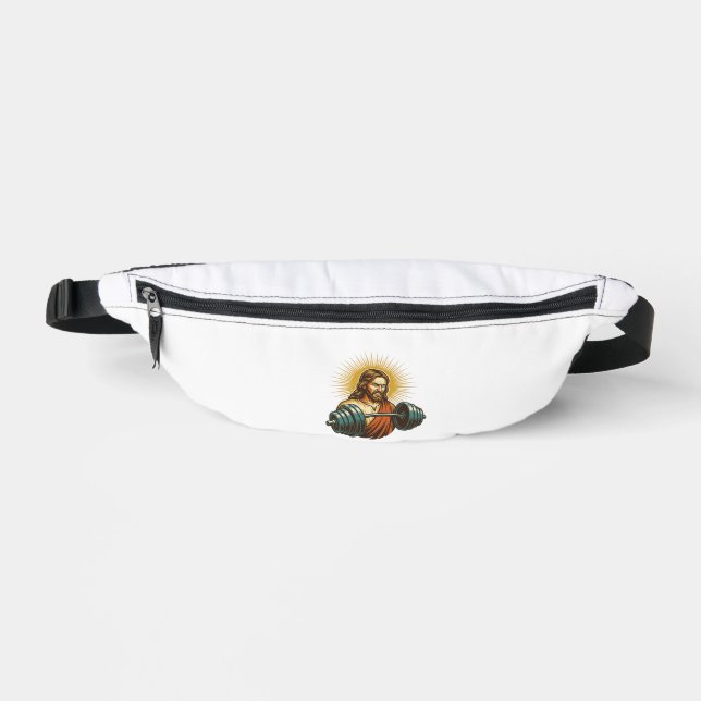 Jesus Accidentally Adding Too Much Weight Gym Fail Fanny Pack (Front)