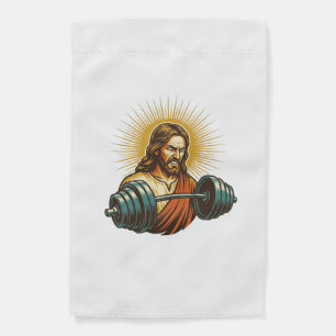 Jesus Accidentally Adding Too Much Weight Gym Fail Garden Flag