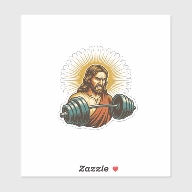 Jesus Accidentally Adding Too Much Weight Gym Fail Sticker (Sheet)