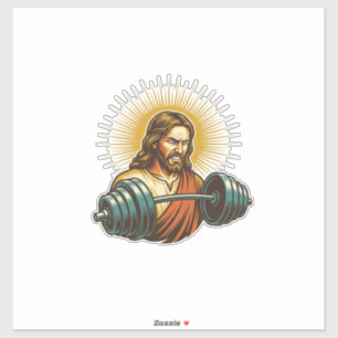 Jesus Accidentally Adding Too Much Weight Gym Fail Sticker