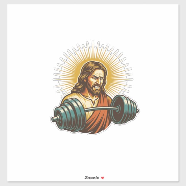 Jesus Accidentally Adding Too Much Weight Gym Fail Sticker (Sheet)