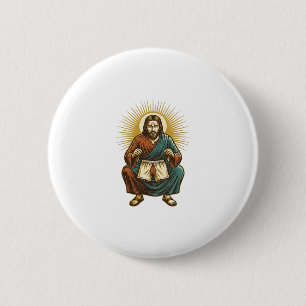 Jesus Adjusting Uncomfortable Wedgie Mid Squat Gym Button