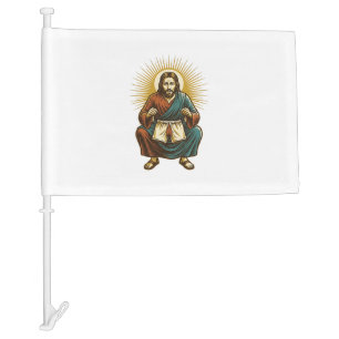 Jesus Adjusting Uncomfortable Wedgie Mid Squat Gym Car Flag
