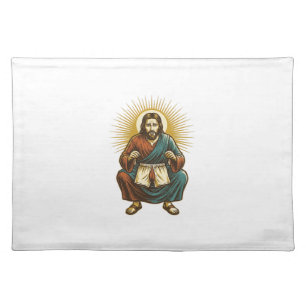 Jesus Adjusting Uncomfortable Wedgie Mid Squat Gym Cloth Placemat