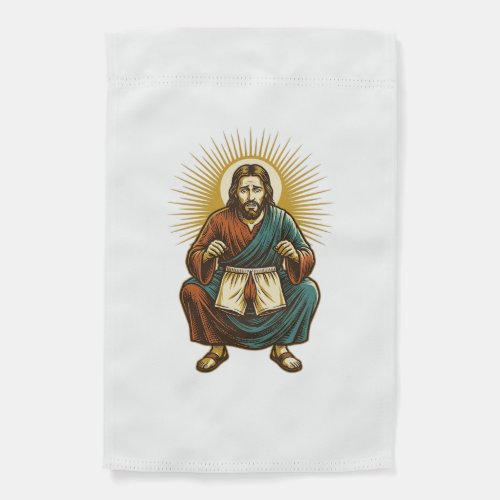Jesus Adjusting Uncomfortable Wedgie Mid Squat Gym Garden Flag
