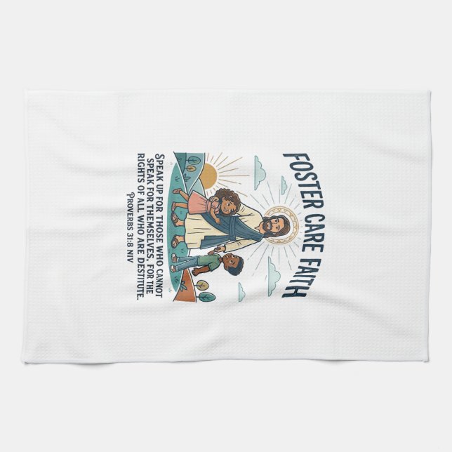 Jesus Adoption Foster Care Graphic Tee Christian A Kitchen Towel (Horizontal)