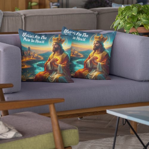 Jesus Adorned With a Majestic Crown Throw Pillow