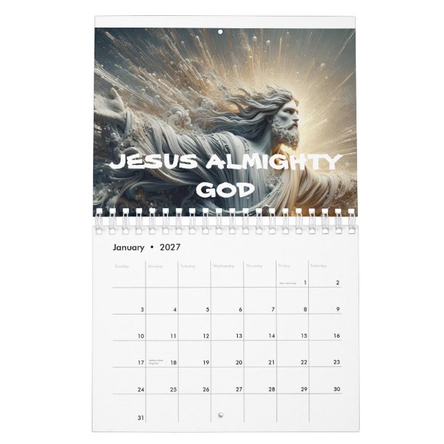 JESUS ALMIGHTY GOD printed new year 2025 calendar (Jan 2027)