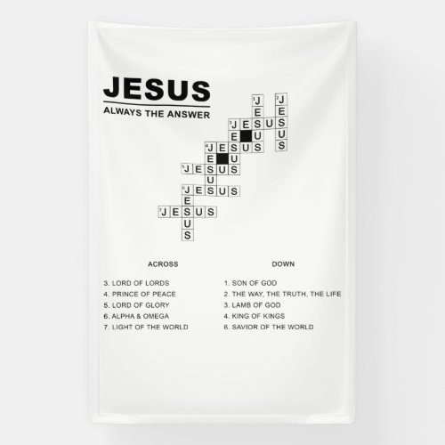 Jesus Always The Answer Christian Faith Crossword Banner