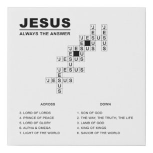 Jesus, Always The Answer Christian Faith Crossword Faux Canvas Print