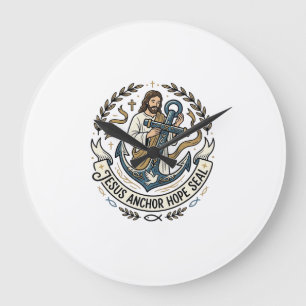 Jesus Anchor Hope Seal Jesus Anchor Hope Seal Chri Large Clock
