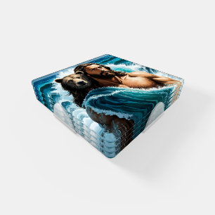 Jesus And A Bear Coaster Set