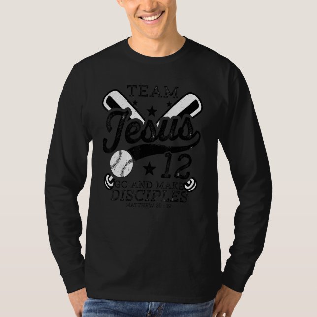 Jesus and Baseball Team Jesus Christian Matthew 28 T-Shirt (Front)