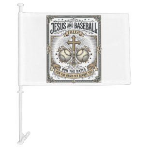 Jesus and Baseball Vintage Christian Car Flag