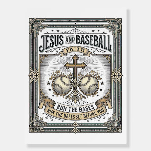 Jesus and Baseball Vintage Christian Foam Board