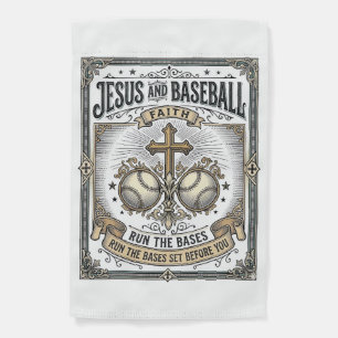 Jesus and Baseball Vintage Christian  Garden Flag