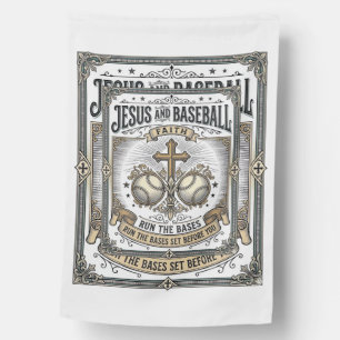 Jesus and Baseball Vintage Christian House Flag