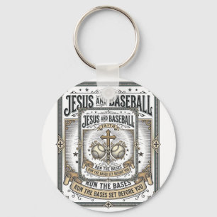 Jesus and Baseball Vintage Christian Keychain