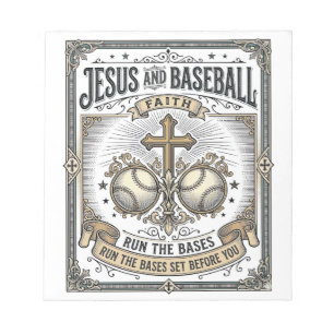 Jesus and Baseball Vintage Christian  Notepad
