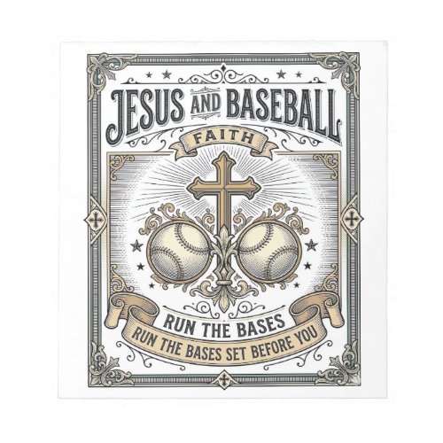 Jesus and Baseball Vintage Christian  Notepad