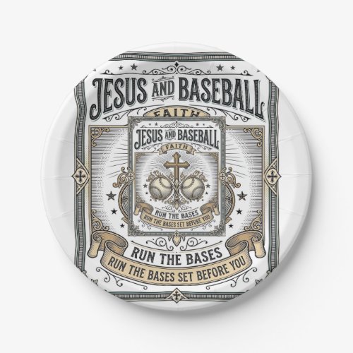 Jesus and Baseball Vintage Christian  Paper Plates