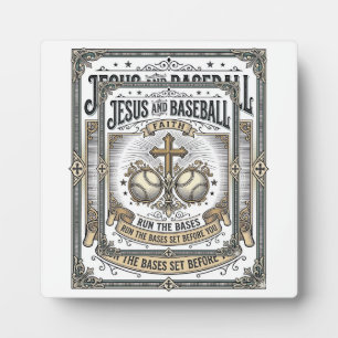 Jesus and Baseball Vintage Christian Plaque