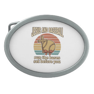 Jesus and Baseball Vintage Christian Shirt Belt Buckle