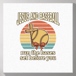 Jesus and Baseball Vintage Christian Shirt Canvas Photo Tile