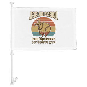 Jesus and Baseball Vintage Christian Shirt Car Flag