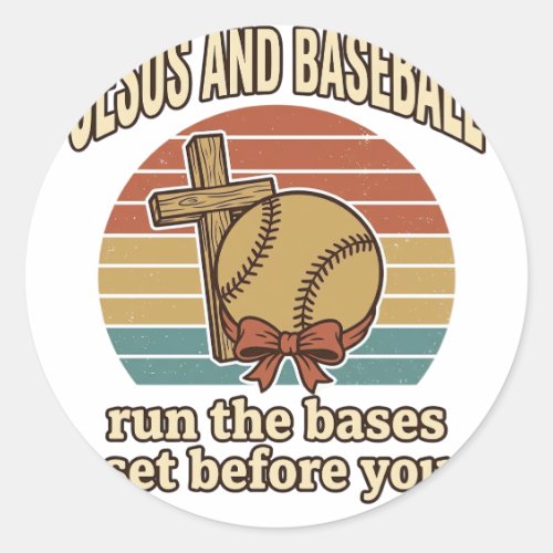 Jesus and Baseball Vintage Christian Shirt Classic Round Sticker