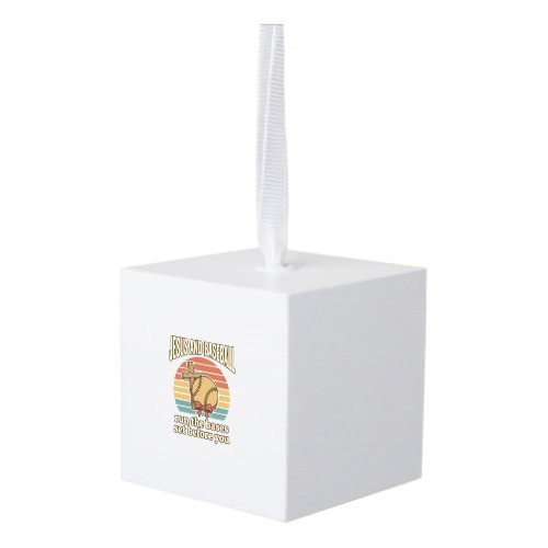 Jesus and Baseball Vintage Christian Shirt Cube Ornament