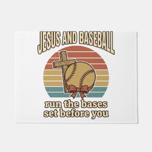 Jesus and Baseball Vintage Christian Shirt Doormat