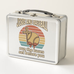 Jesus and Baseball Vintage Christian Shirt Metal Lunch Box