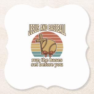 Jesus and Baseball Vintage Christian Shirt Paper Coaster