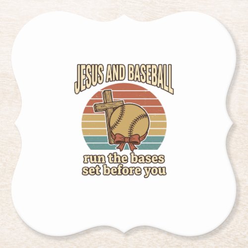 Jesus and Baseball Vintage Christian Shirt Paper Coaster