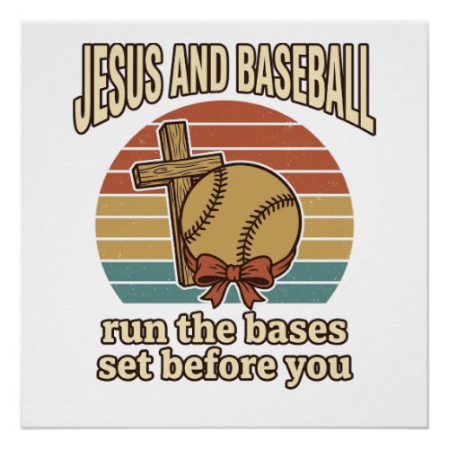 Jesus and Baseball Vintage Christian Shirt Poster