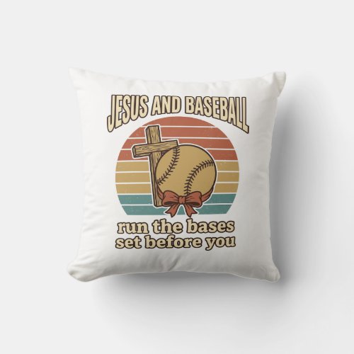 Jesus and Baseball Vintage Christian Shirt Throw Pillow