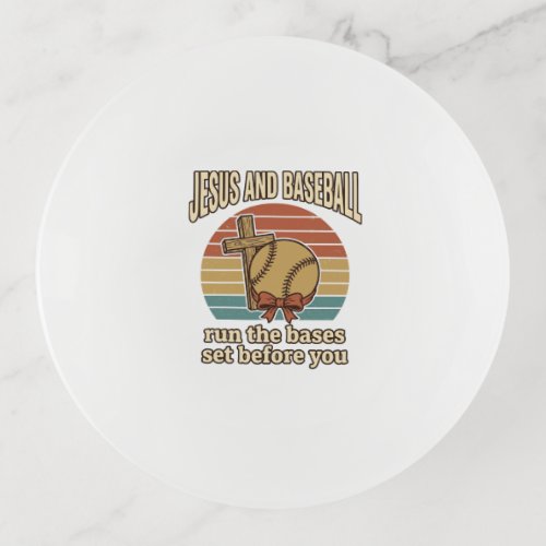 Jesus and Baseball Vintage Christian Shirt Trinket Tray