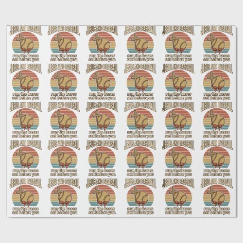 Jesus and Baseball Vintage Christian Shirt Wrapping Paper