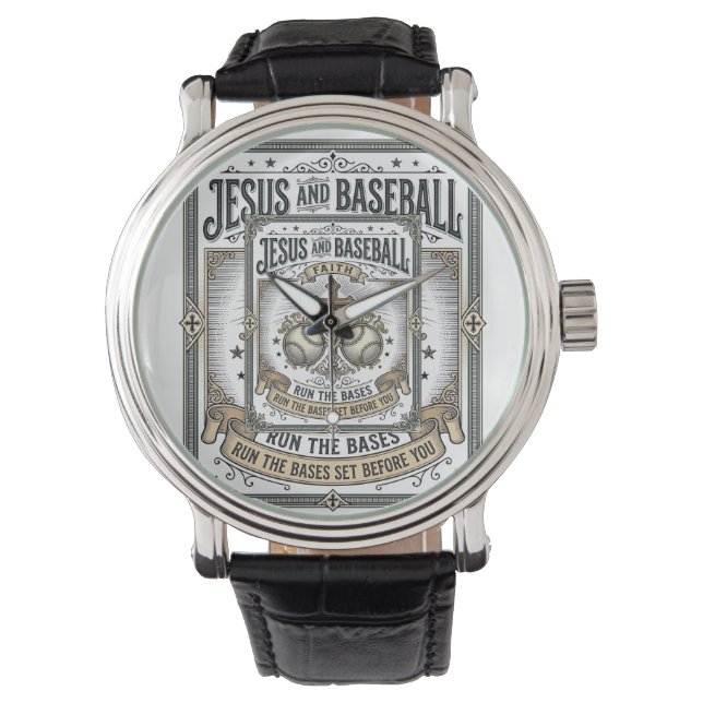 Jesus and Baseball Vintage Christian  Watch (Front)
