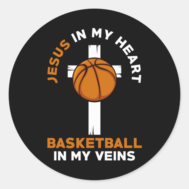 Jesus And Basketball Christian Saying Classic Round Sticker (Front)