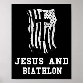 Jesus And Biathlon Design For Christian Biathletes Poster