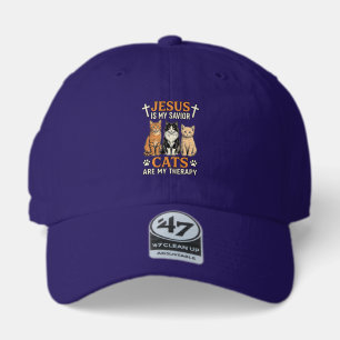 Jesus And Cats Are My Therapy Vintage Cat Shirt 47 Brand Hat