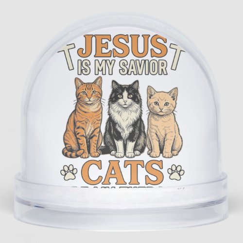 Jesus And Cats Are My Therapy Vintage Cat Shirt Snow Globe