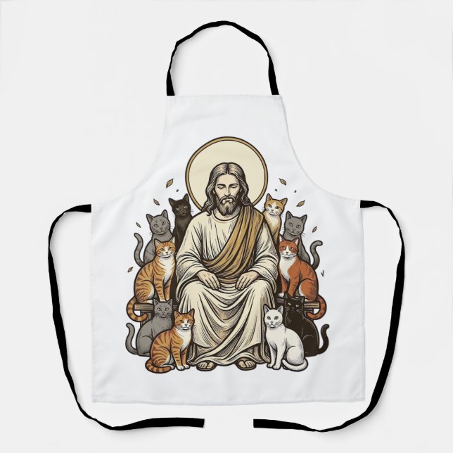 Jesus and Cats Vintage Apron (Front)