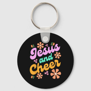 Jesus And Cheer Cheerleading Coach Funny Groovy Y2 Keychain